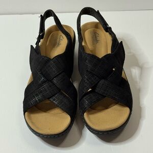 Clarks Merliah Echo Sandals Black Interest NEW Size 10